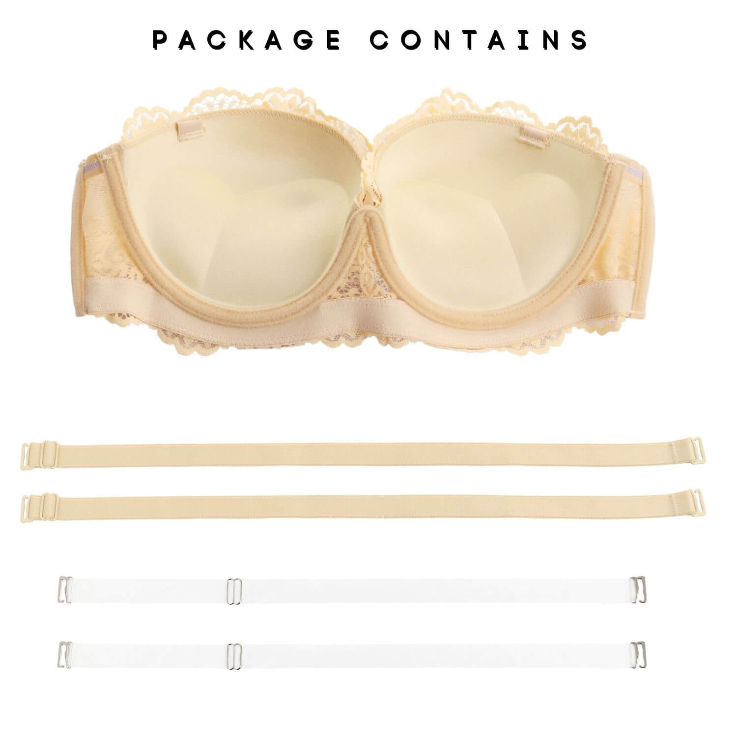 strapless pushup convertible bra package contains