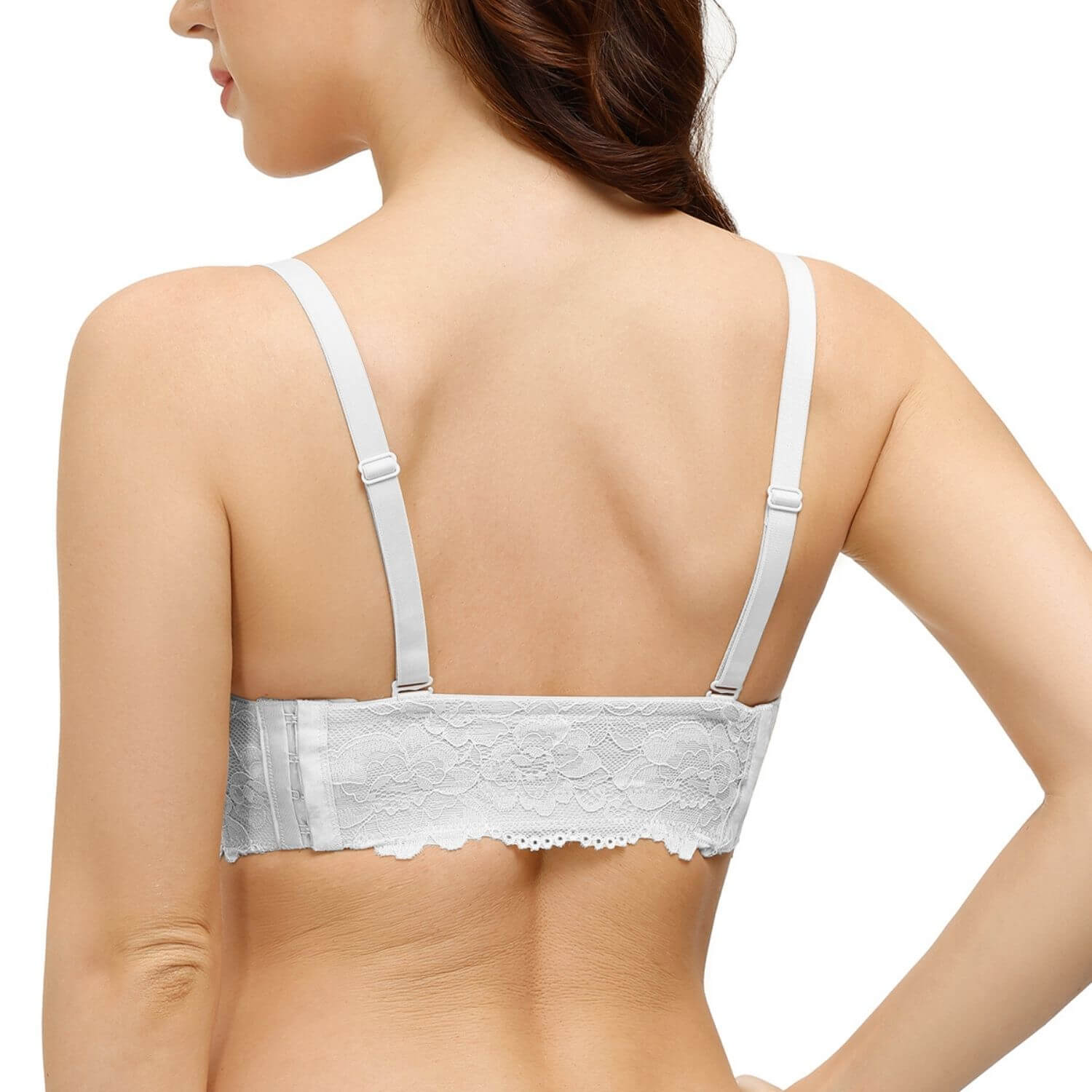 YANDW Strapless Lightly Padded Full Figured Coverage Bra Clear Back  Multiway Invisible Straps Backless Brassiere for Women Nude, 32B at   Women's Clothing store